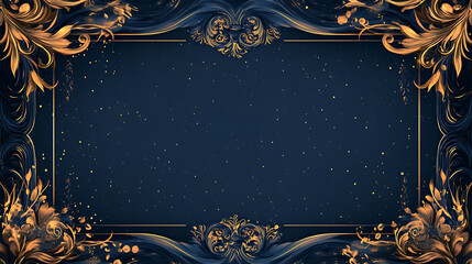 Poster - A dark blue banner for an advertising card or presentation with gold decoration