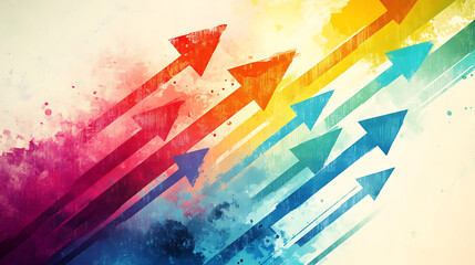 Poster - A dynamic and colorful illustration of multiple arrows pointing in various directions, symbolizing strategic choices, decision-making processes, and diverse options in a conceptual and stylized manner