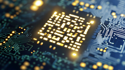 Aufkleber - A dynamic digital representation of qr codes with glowing data streams on a circuit board, illustrating high-tech information transfer