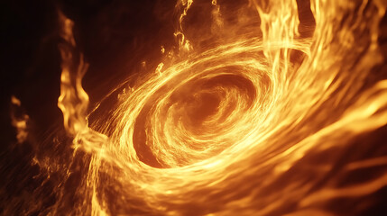 Poster - A fiery circle with dynamic flames against a dark background, conveying energy and heat