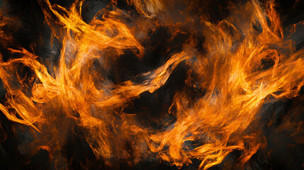 Aufkleber - A fiery circle with dynamic flames against a dark background, conveying energy and heat