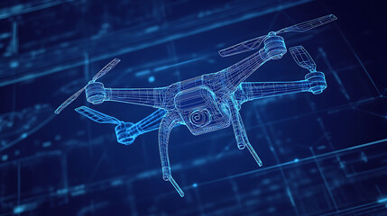 Leinwandbilder - A quadcopter or drone line blueprint wireframe