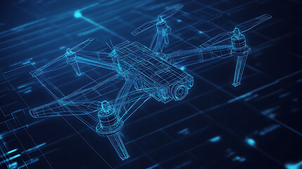 Aufkleber - A quadcopter or drone line blueprint wireframe