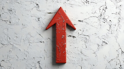 Aufkleber - A red arrow pointing upwards on a textured white background, symbolizing growth or increase