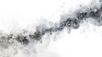 Poster - Abstract blue digital technology background with gears and cogs, dark blue banner for web design