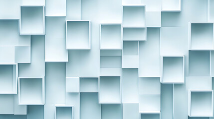 Poster - Abstract blue white geometric square pattern boxes overlapping background