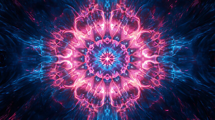 Fototapete - Abstract burst of pink and blue neon lights radiating from the center, creating a dynamic and energetic visual effect