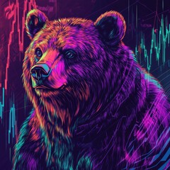 Wall Mural - modern wallpaper design featuring a bear representing the stock market