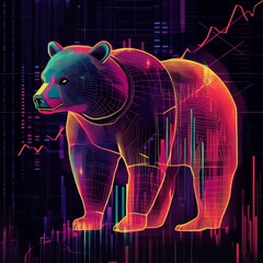 Wall Mural - modern wallpaper design featuring a bear representing the stock market