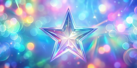 Wall Mural - abstract star holographic background with a blurred glowing pastel gradient effect, stars, holograph
