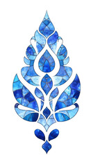 Fototapete - Sophisticated vintage blue mosaic floral damask pattern, ideal for infusing elegance into your design projects