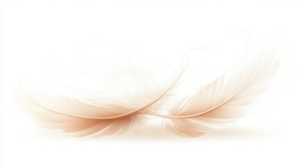 Poster - Delicate Soft Beige Feathers on a Light Background for Elegant and Minimalistic Design Use in Art, Fashion, and Nature Related Projects