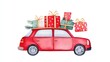 © Riz - Red Car Carrying Christmas Presents On Top