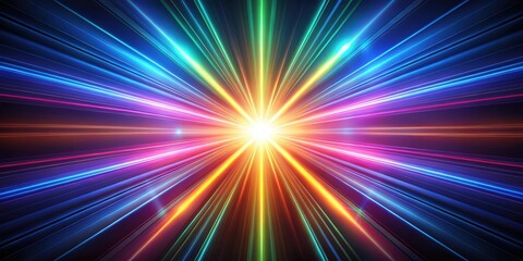 Wall Mural - light ray star abstract background with glowing and flickering laser rays from bottom to top, light,