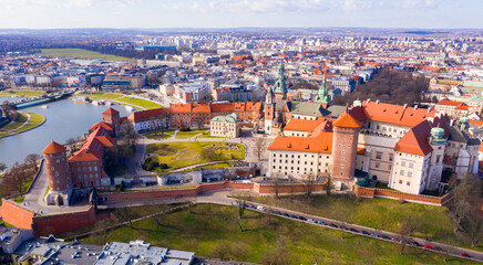 Wall Mural - Wawel castle at Vistula river in Poland. High quality photo