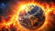 © Udomner - Fiery apocalypse engulfing the world as the sun explodes and earth burns, apocalypse, fiery, world, sun, explosion