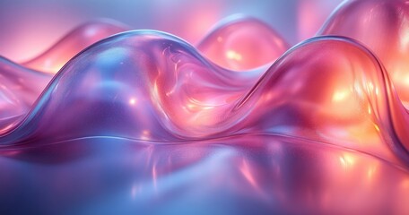 Poster - Futuristic Abstract Composition of Translucent Glass Shapes with Dreamlike Lighting