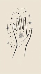 Canvas Print - Celestial Hand Radiating Starlike Energy and Light