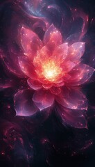 Poster - Vibrant Pink Purple Abstract Background with Shards of Light and Mystical Glow