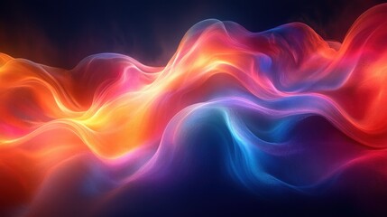 Poster - Iridescent Abstract Background with Curves and Light in Dark Space