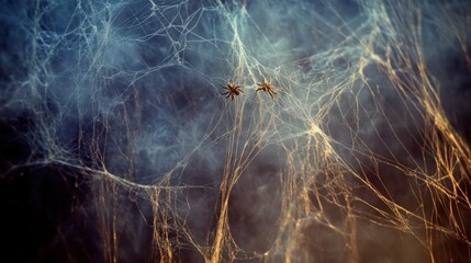 Intricate golden spider web