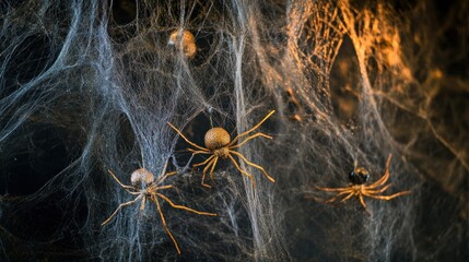 Intricate golden spider web