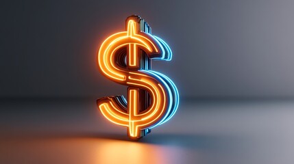 Wall Mural - Neon Dollar Sign: A vibrant, glowing neon dollar symbol radiating wealth, prosperity, and financial success. This captivating image embodies the essence of money and economic power.