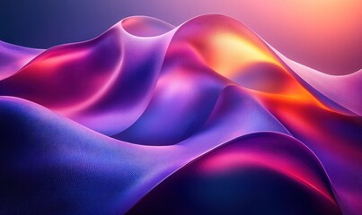 Poster - Minimalist Abstract Sculpture Smooth Curves Soft Lighting Deep Blue Purple 3D Render