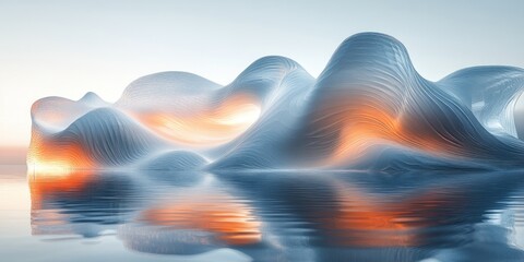 Poster - Abstract Fluid Shapes 3D Render Smooth Glass Pastel Colors Minimalist Design