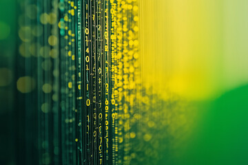 Wall Mural - green and yellow digital binary data computer background