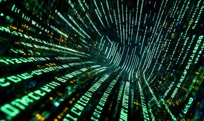 Digital tunnel of binary code streams.