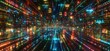 © regulator - Futuristic digital tunnel with colorful data streams.