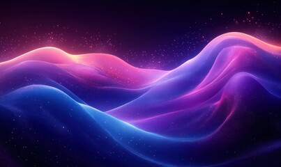 Leinwandbilder - Abstract Waves Minimalist Gradient Blue Purple Background 3D Render