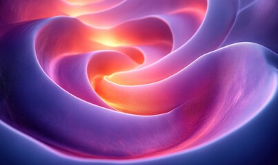 Poster - Futuristic Abstract Composition with Spirals and Glossy Metallic Finish in Blue and Purple Lighting