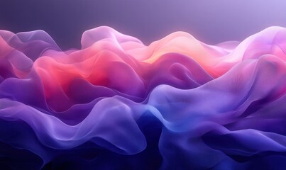 Leinwandbilder - Abstract Minimalist Waves Flowing Gradient Blue and Purple Ambient Light 3D Render