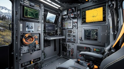 Leinwandbilder - Strategic deployment of advanced mobile command unit in remote field operations enhancing communication and control systems for tactical advantage