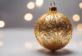 A vibrant gold ornament with a matte finish isolated on white background decoration for Christmas tr