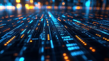 Abstract Digital Data Stream Flowing Through Cyberspace