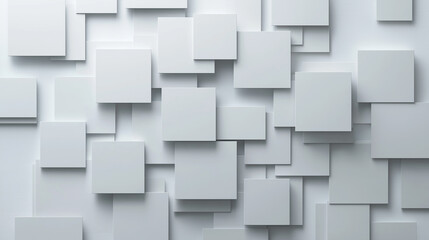 Leinwandbilder - White abstract squares overlapping and creating depth on white background