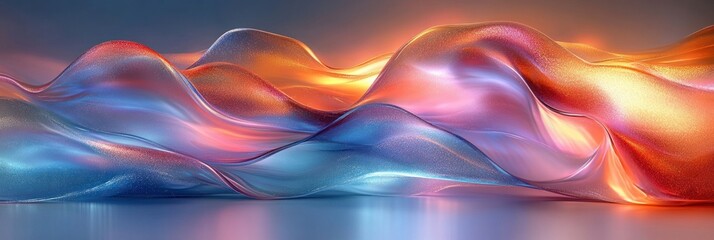 Leinwandbilder - metallic liquid texture flowing iridescent waves minimalist design