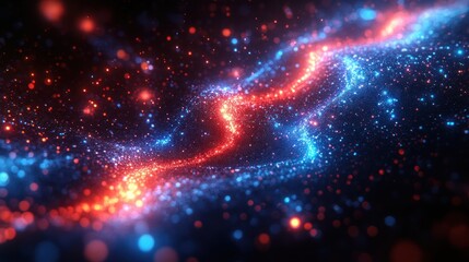 Futuristic Cybernetic Fiber Optic Landscape with Glowing Data Cables and Digital Connections