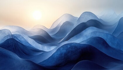 Poster - Deep Blue Gradient Background Soft Lighting Abstract Art Minimalist Design
