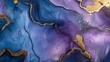 © Nazia - Abstract blue, violet, and gold glitter background with marble texture and alcohol ink art