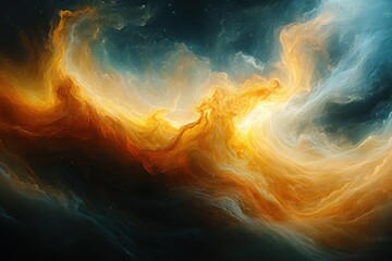 Wall Mural - Vibrant Cosmic Nebula Abstract Expressionism Scene with Swirling Shapes and Ethereal Light