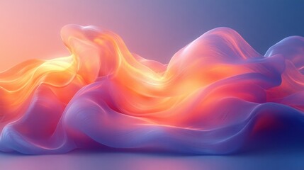 Leinwandbilder - Soft Pastel Wave Abstract Background with Fluid Iridescent Shape in Minimal Design