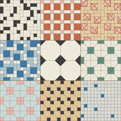 Nanyang Traditional Kopitiam Tiles Seamless Pattern