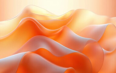 Wall Mural - Flowing Transparent Orange Fabric Background with Gentle Curves and Light Refraction