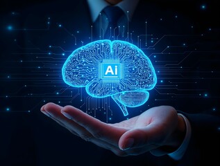 technology smart robot science and artificial intelligence technology, man using tools ai. innovatio