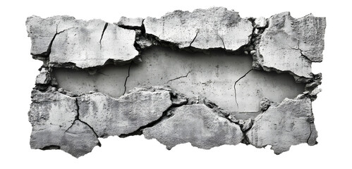 Wall Mural - A large crack in a wall with a white background