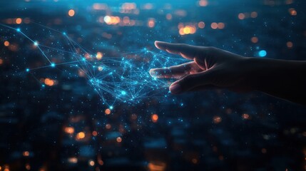 Hand Reaching Towards Network of Light